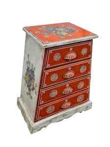 Bedsides: Hand painted Indian 4 drawer Nightstand