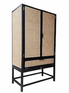 Maleo Teak & Rattan Wardrobe