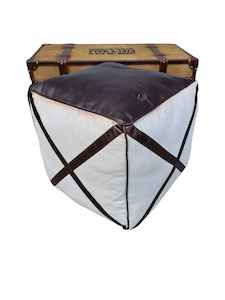 SIMA LEATHER & CANVAS OTTOMAN