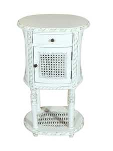 Bedsides: Alex French Round Bedside with Rattan