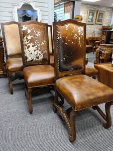 Country Chesterfield: 6 × Regency Leather & Hide Dining Chairs