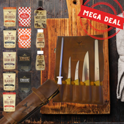 Frontpage: Ultimate Deal - Victory Knives and Rum and Que Pitmaster Knife Roll + Everything