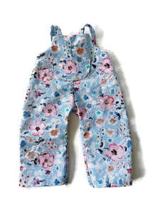 Animal Softies: Meadow Folk Outfit - Blue floral dungarees