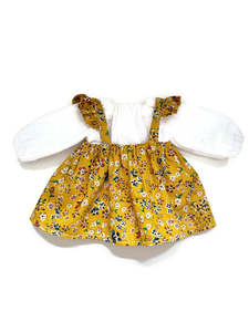 Animal Softies: Meadow Folk - Mustard floral flutter-strap skirt & blouse