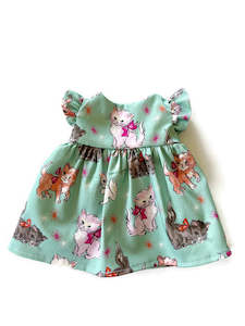 Animal Softies: Meadow Folk Outfit - Cat print ruffle sleeve dress