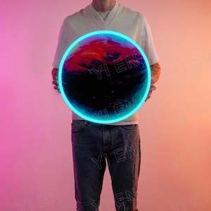 Planet Neon LED Light Acrylic Sign: AI Midjourney Generated Round Design, RGB Op&hellip;
