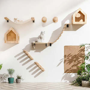 Cat Climbing Shelf Wall Mounted Four Step Stairway With Sisal Scratching Post Fo&hellip;