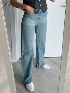 MiuKoMiYa Straight Leg Jeans For Women High Waist Gray Long Wide Denim Pants Vin&hellip;