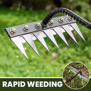 Outdoor Garden Accessories: 5/6/7/8 Teeth Carbon Steel Garden Hand Rake Farm Tool Weeding Scarifier Agricultural Nail Harrow Metal Harrow Garden WeedingTool