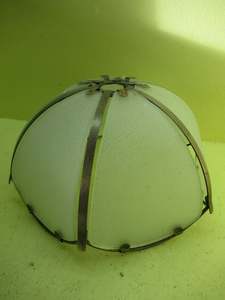 Retro Sedgemented Obscure Glass & Brass Shade 230Dia x 130H