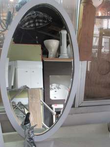 Oval Bevelled Mirror with timber frame 820H x 465W