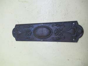 Ornate Press Antique Coppe Push Plate with Flower Vase & Oval Detail in the middle