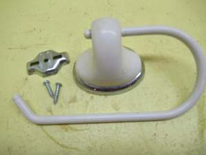 All Collections: Off White Enamel Toilet Roll Holder with Oval Base with Chrome Bfand 72H x 52W x 50D