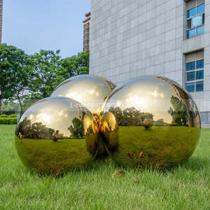 Outdoor Garden Accessories: Stainless steel garden gold decorative hollow ball D63mm-550mm seamless boutique ball hanging ornaments ball