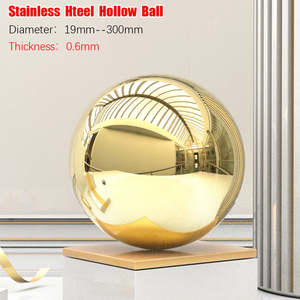 Outdoor Garden Accessories: 1-10Pcs 304 Stainless Steel Hollow Gazing Ball Mirror Polished Shiny Gold Sphere for Home Garden Ornament 19mm-300mm Golden Ball