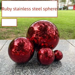 Outdoor Garden Accessories: Stainless steel red hollow decorative ball, hanging decoration, mirror finish metal ball,