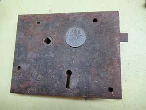 All Collections: Antique Carpenter No. 60 door Rim Box Lock Patentee Civil War Confederate area 118H x 151W x 18D