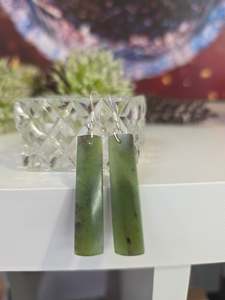 Kohatu Carving - NZ Pounamu Earrings