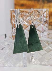 Kohatu Carving - NZ Pounamu Earrings