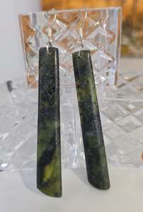 Kohatu Carving - NZ Pounamu Earrings