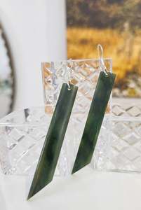 Kohatu Carving - NZ Pounamu Earrings