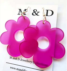 M And D Jewellery: M and D Jewellery - Flora Dangle - Fucshia Translucent