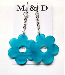 M and D Jewellery - Chained Flora Earrings - Frosty Turquoise