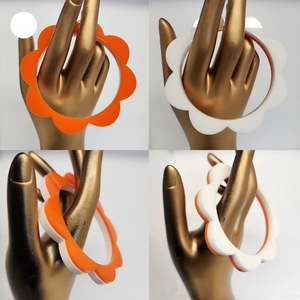 M and D Jewellery Bangle - XXL 76mm Orange/White