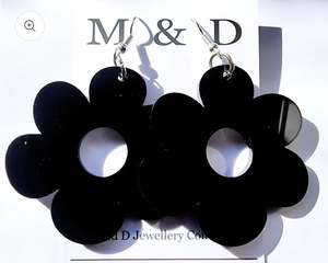 M and D Jewellery - Flora Dangle Earrings - Black