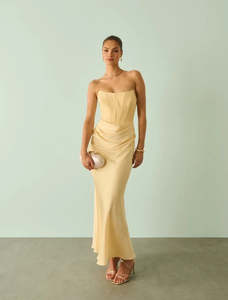 Isra Drape Strapless Maxi Yellow