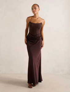 Isra Drape Strapless Maxi