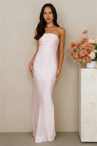 Seraphina Strapless Satin Maxi Dress Pink