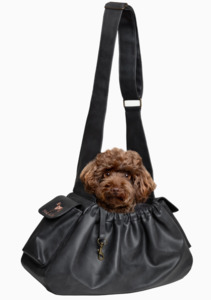 Cat Harnesses Leads: Pet Sling Carrier - Black vegan leather