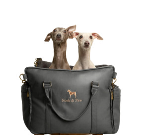 Noah & Paw Luxury Dog Car Seat Bag - Vegan Leather Coal Black