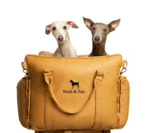 Noah & Paw Luxury Dog Car Seat Bag - Vegan Leather Camel