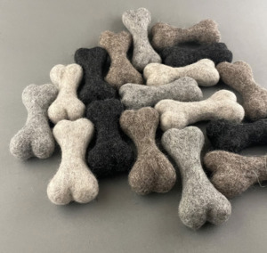 Dog Toys Accessories: Natural Wool Dog Bone Toy - small