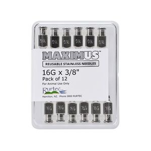 Animal Health Accessories: MAXIMUS Needles 16G x 3/8. Pack of 12