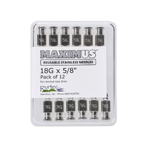 Animal Health Accessories: MAXIMUS Needles 18G x 5/8. Pack of 12