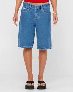 Ladies Walkshorts Denim: Legless Low Rise Barrel Jort