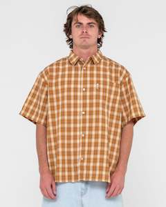 Mens Shirts Short Sleeve: Mucho Gusto Oversized Boxy Fit Check Shirt