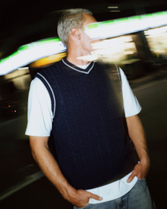 Mens Tops Knitwear: Neff-V Ribbed Cable Knit Vest