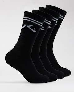 Mens Footwear Thongs Socks: Comp Mid Calf 4-Sock Pack