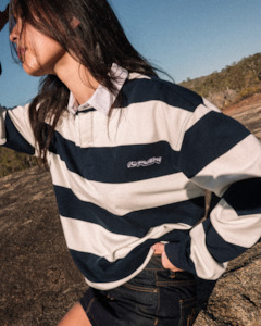 Womens Tops Hoodies Fleece: Oxford Oversized Rugby Jersey
