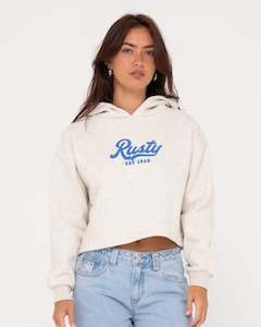 Womens Tops Hoodies Fleece: Rusty Old School Cropped Graphic Hoodie