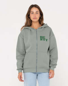 Womens Tops Hoodies Fleece: Rusty Code Oversize Zip Hooded Fleece