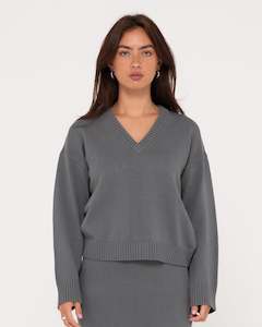 Womens Tops Knitwear: Margot Relaxed Vee Neck Knit