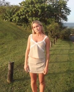 Womens Bottoms Skirts: Stripy Girl Low Rise Mini Skirt