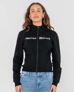 Womens Tops Knitwear: Sundial Zip Through Fitted Knit