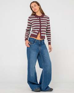Extra Credit Stripe Button Up Cardigan