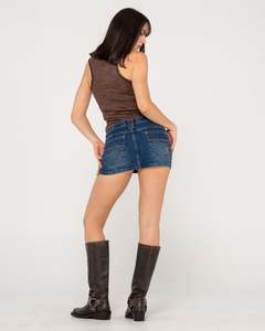 Blasted Eye-Let-Loose Denim Micro Skirt